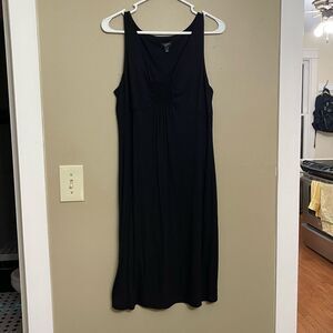 Talbots Women’s Black Sleeveless Rayon Dress with Ruched V-Neck Petite Large